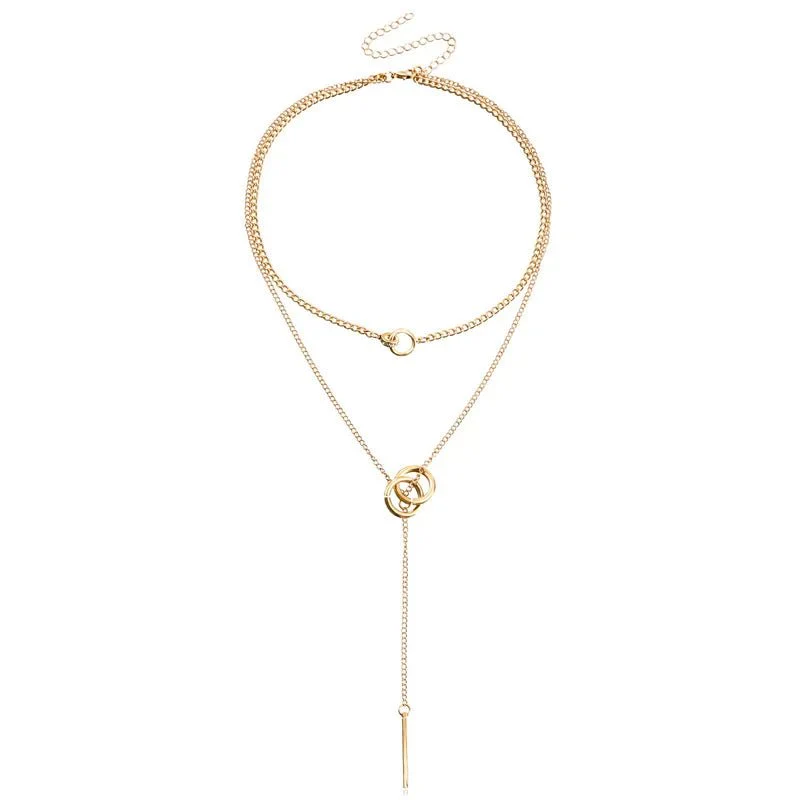 Layered Dual Circle Chain Necklace - Image 8