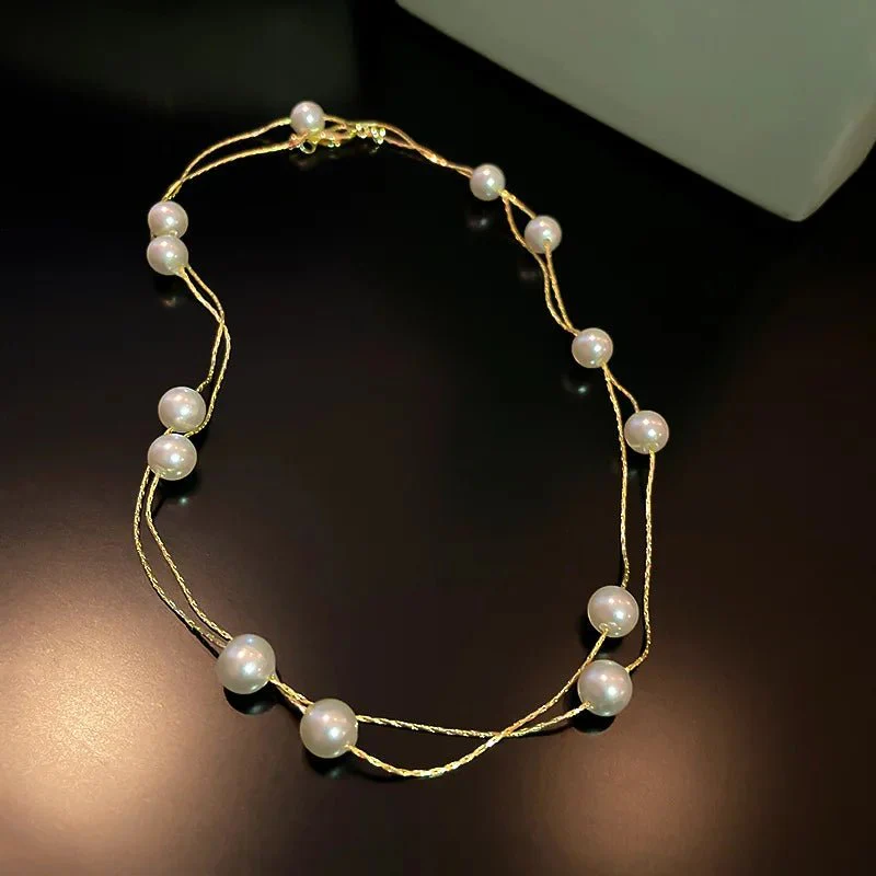 Layered Pearl Classy Choker Necklace - Image 5