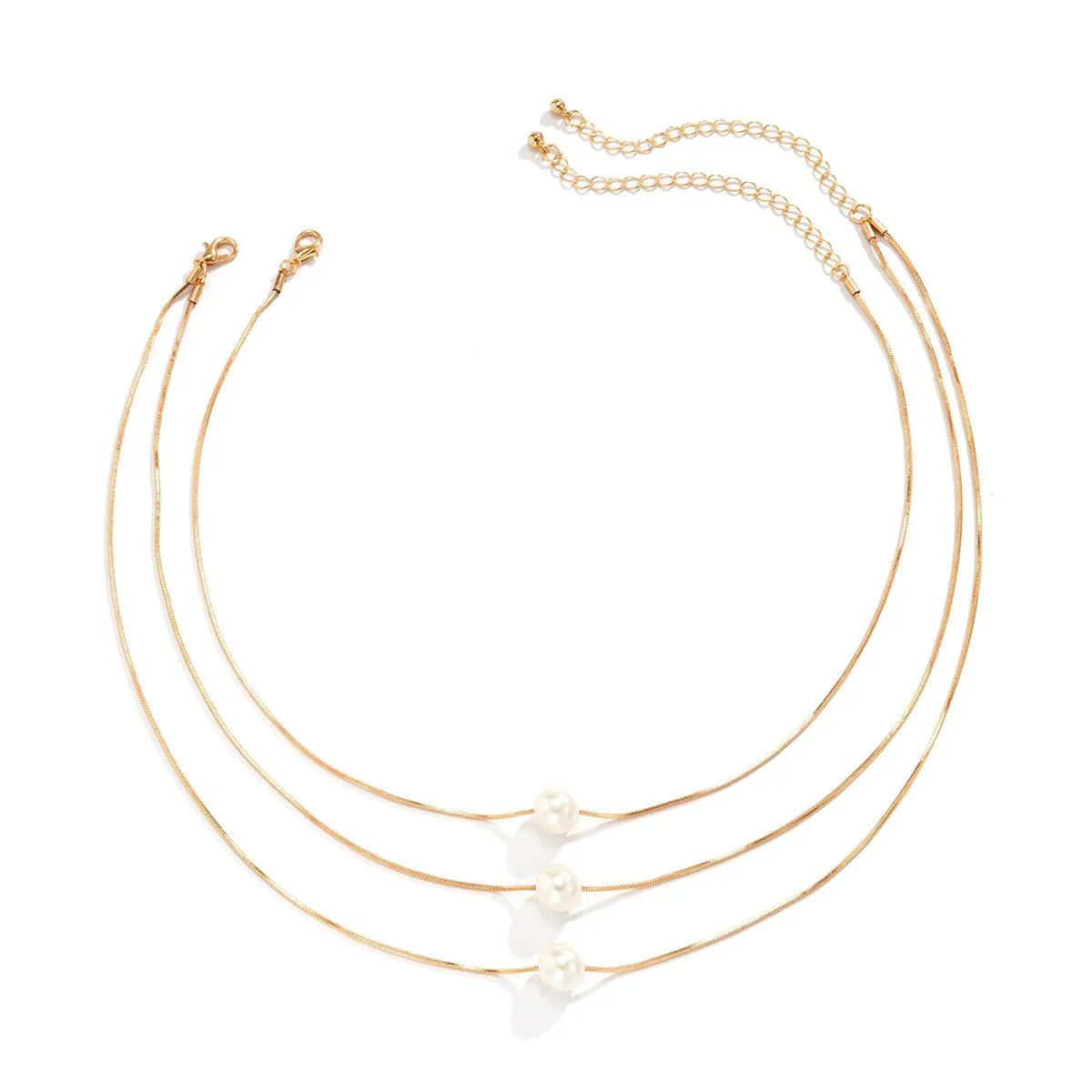 Layered Pearls Strung On Rope Necklace - Image 4