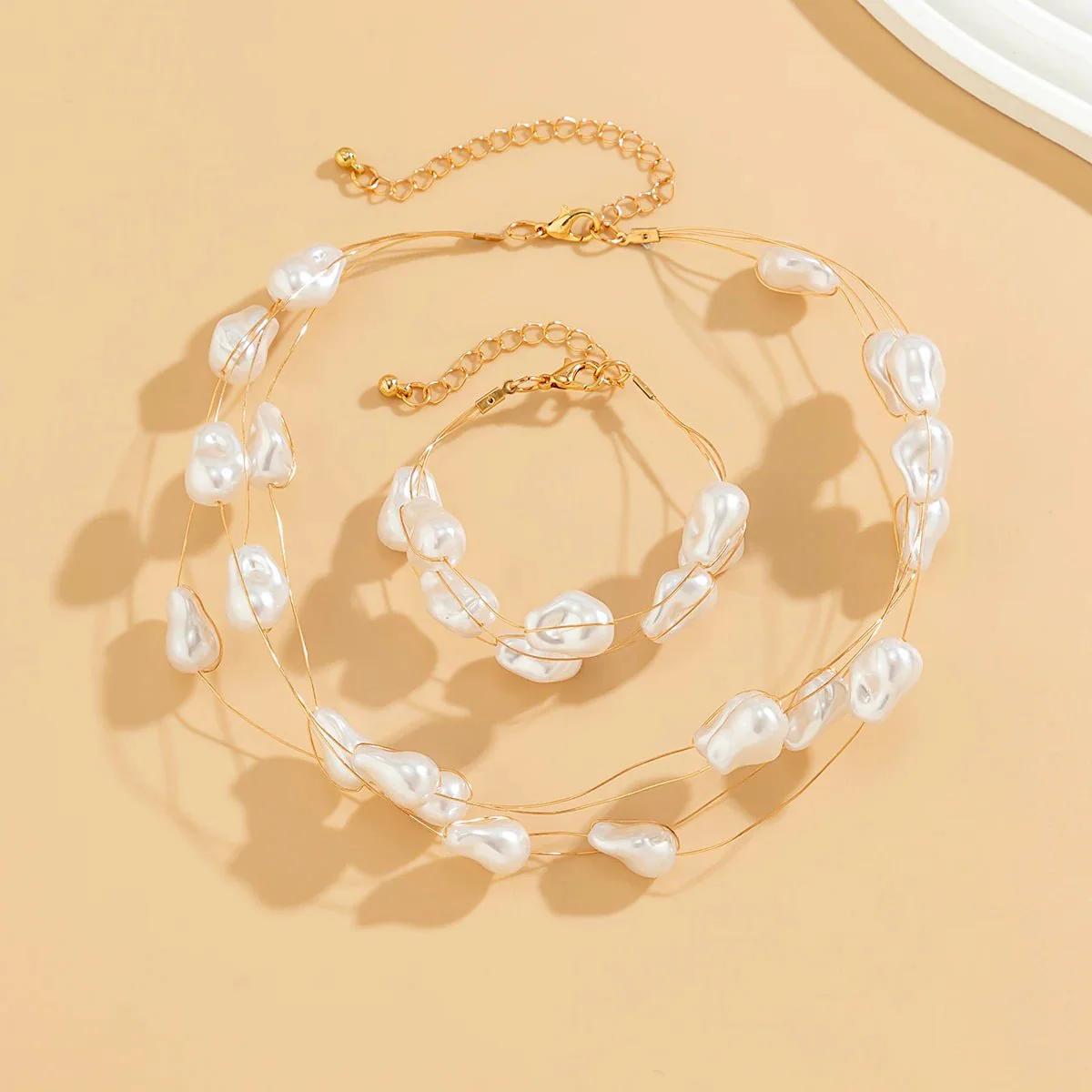 Layered Strung Pearls Bracelet and Necklace - Image 6