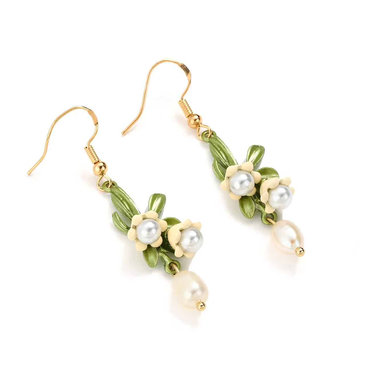 Lily of the Valley Pearl Choker Necklace, Bracelet, and Earrings Set - Image 10