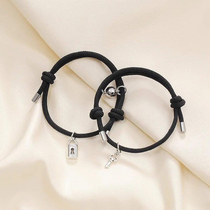 Lock and Key Magnetic Rope Bracelet Set - Image 2