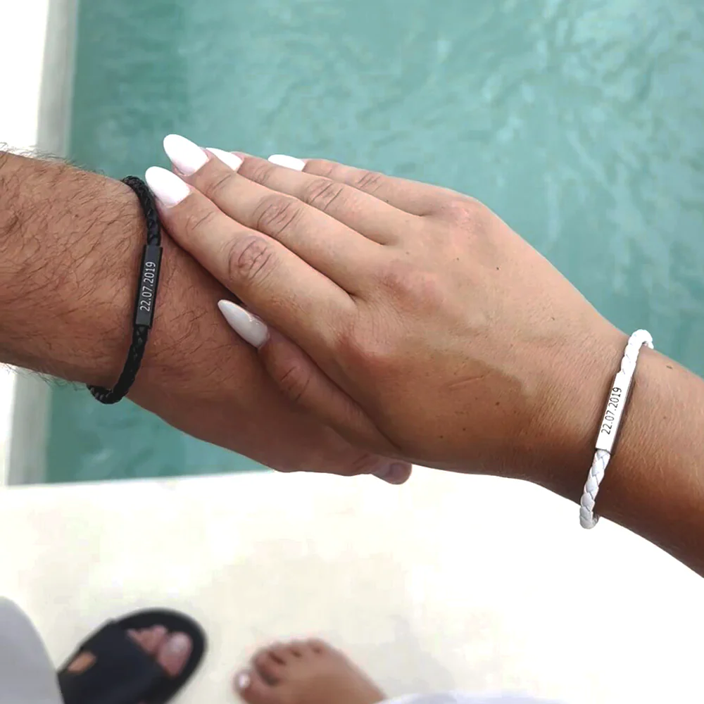 Magnetic Leather Couples Bracelets Set - Image 2