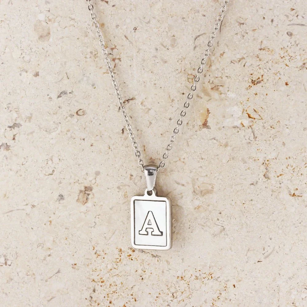 Minimal Accented Pearl Letter Initial Necklace - Image 10