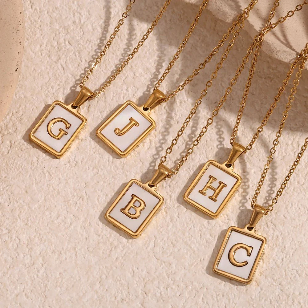 Minimal Accented Pearl Letter Initial Necklace - Image 5