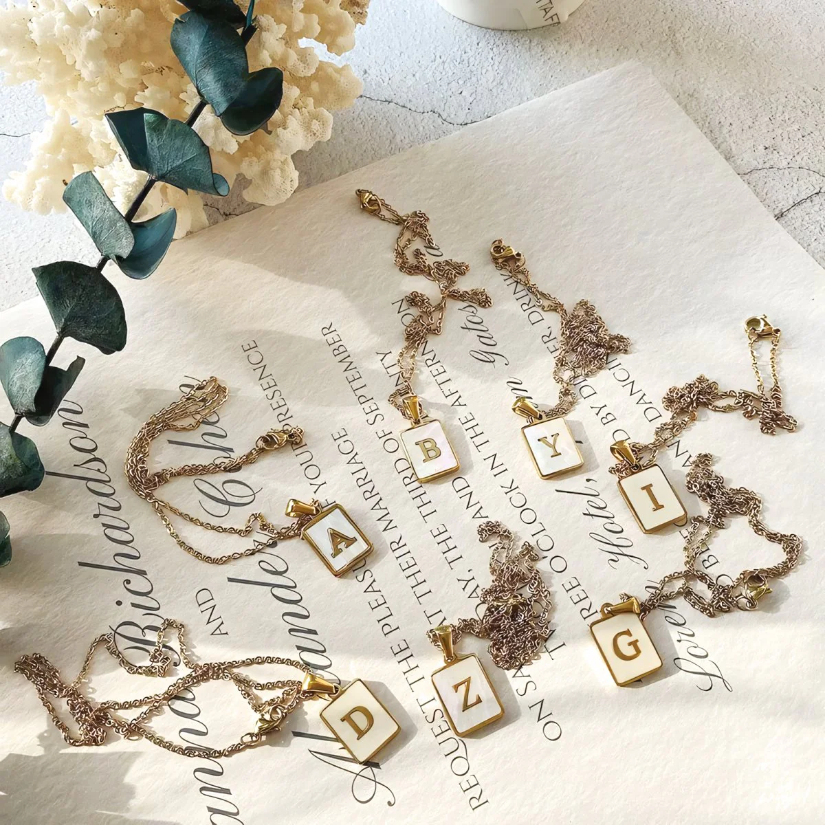 Minimal Accented Pearl Letter Initial Necklace - Image 6