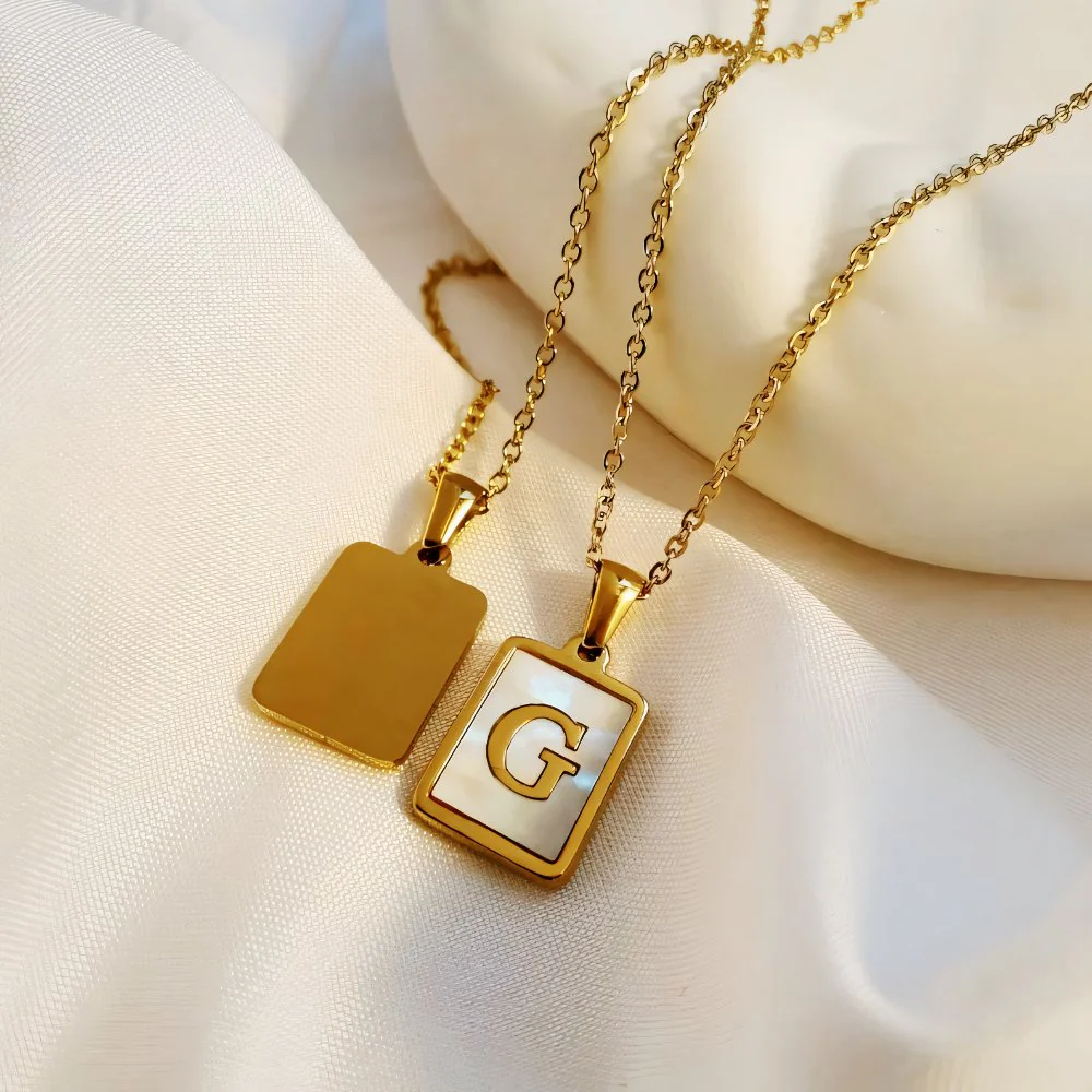 Minimal Accented Pearl Letter Initial Necklace - Image 8