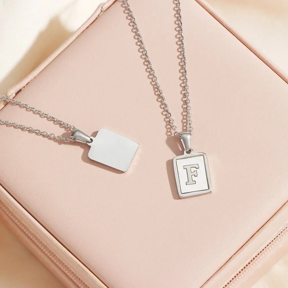 Minimal Accented Pearl Letter Initial Necklace - Image 9