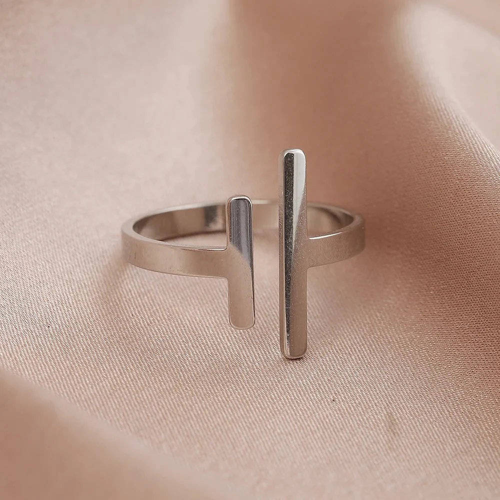 Minimal Adjustable Asymmetric Open Bar Ring - Image 3
