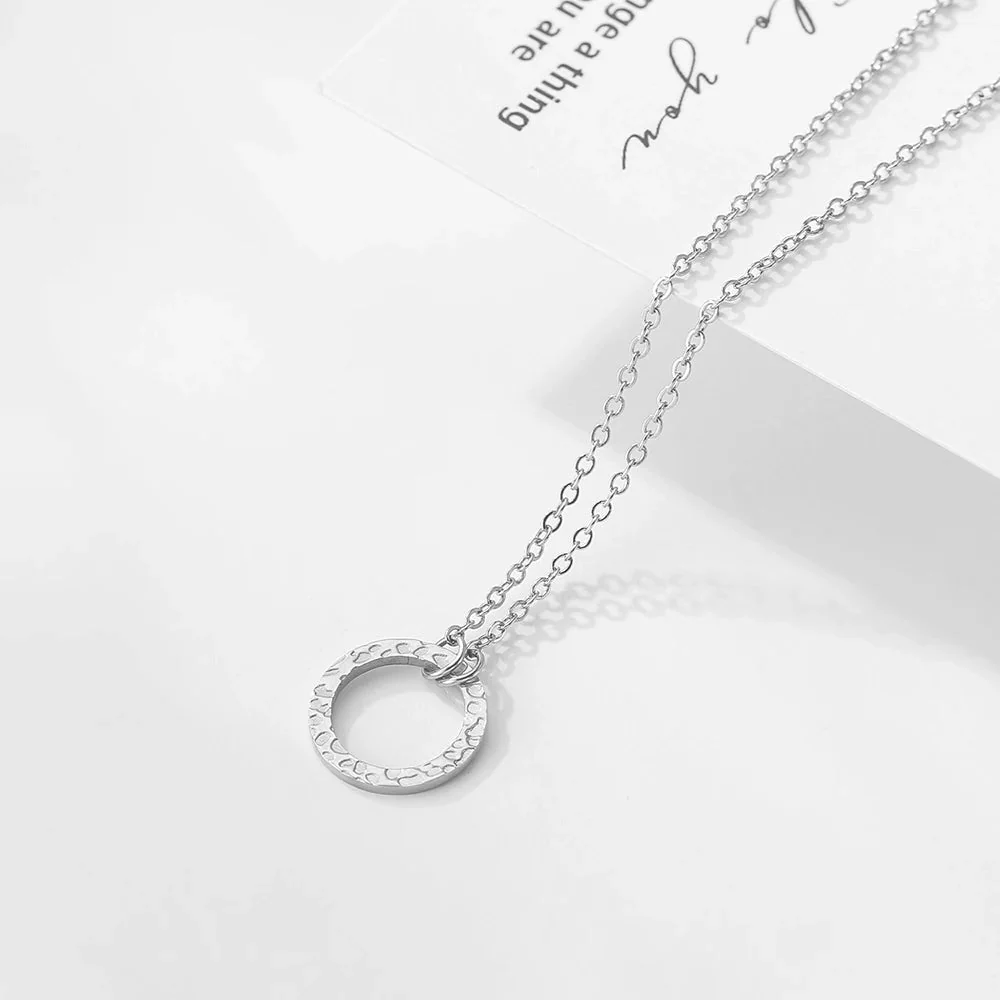 Minimal Textured Circle Necklace - Image 5