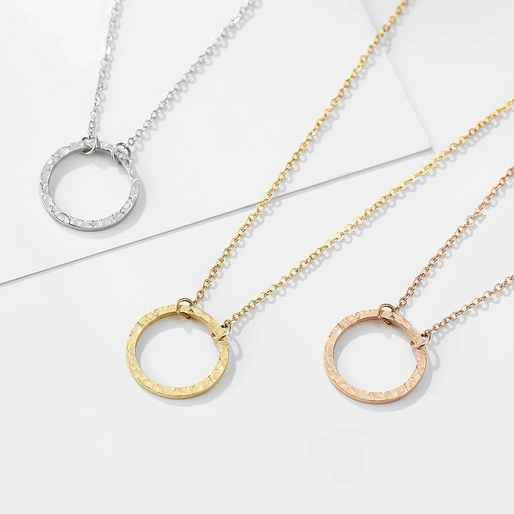 Minimal Textured Circle Necklace - Image 6