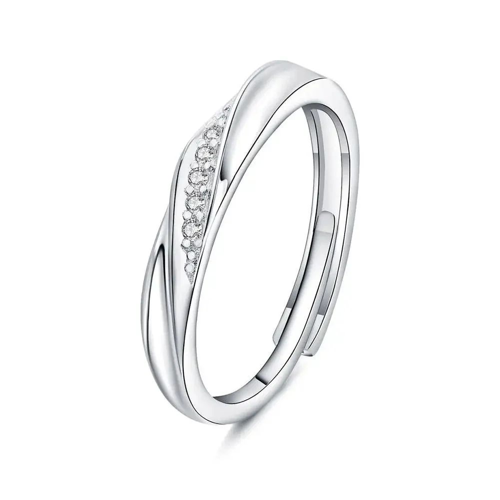 Minimal Wave Textured Couples Rings - Image 8