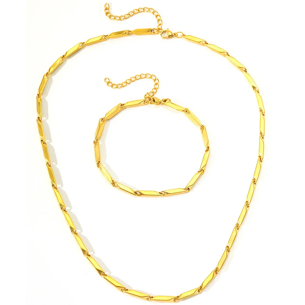 Modern Geometric Chain Necklace and Bracelet Set - Image 9
