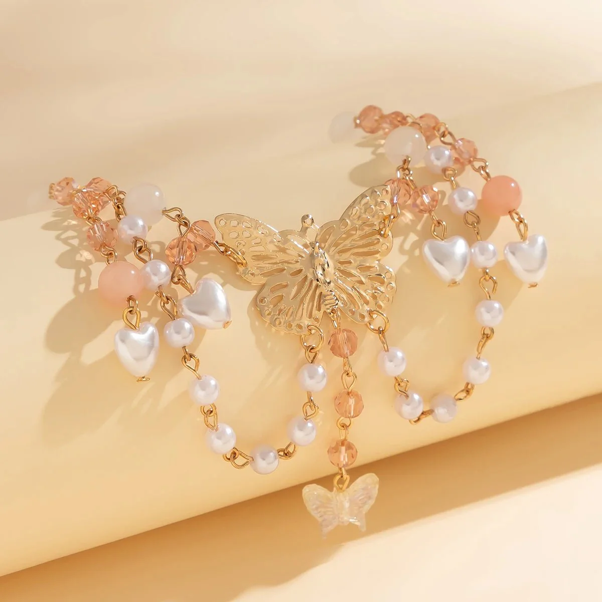 Multi Layered Butterfly Heart Choker Necklace - Image 4