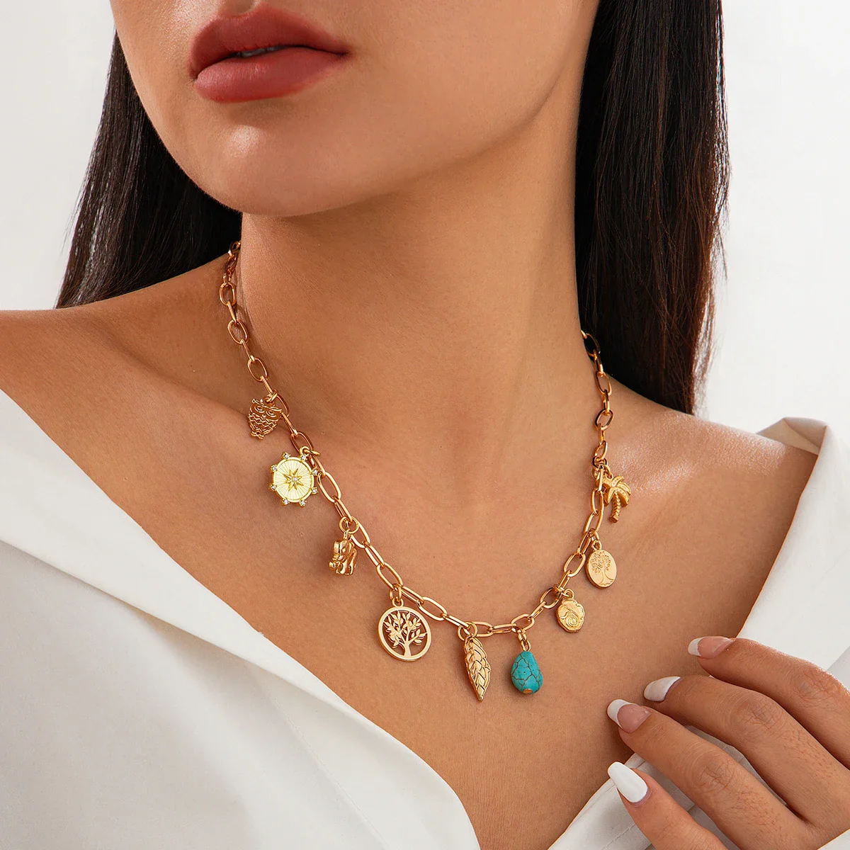Paperclip Tropical Charm Necklace - Image 3