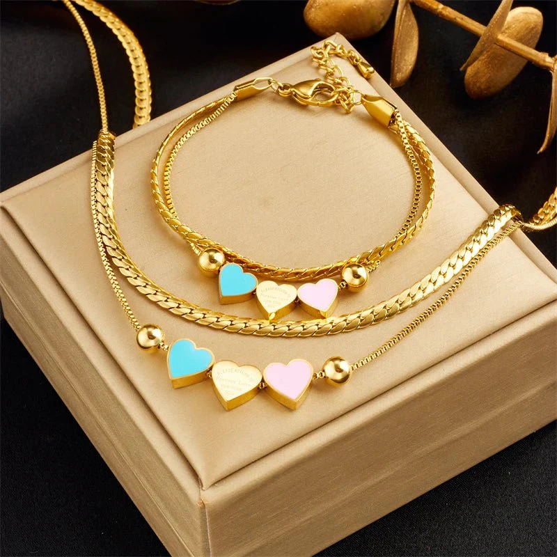 Pastel Forever Love Heart Necklace and Bracelet - Image 7