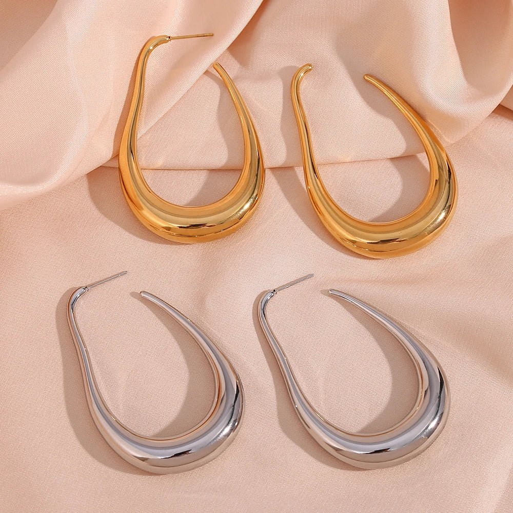 Pear Outlined Hoop Earrings - Image 7