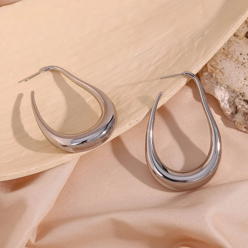 Pear Outlined Hoop Earrings - Image 9