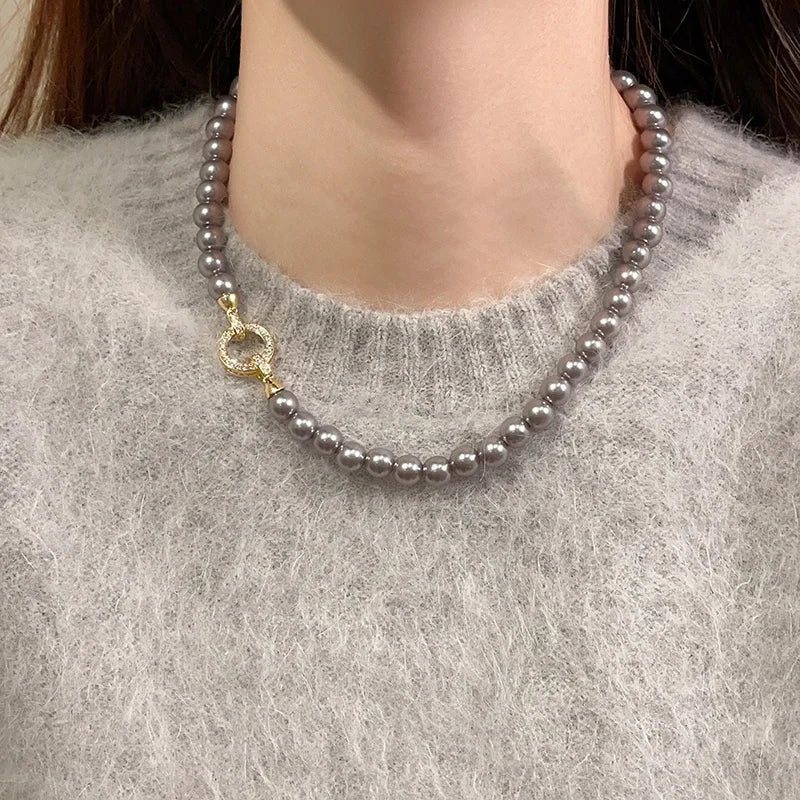 Pearl Diamond Accented Circle Pendant Bracelet and Necklace - Image 3