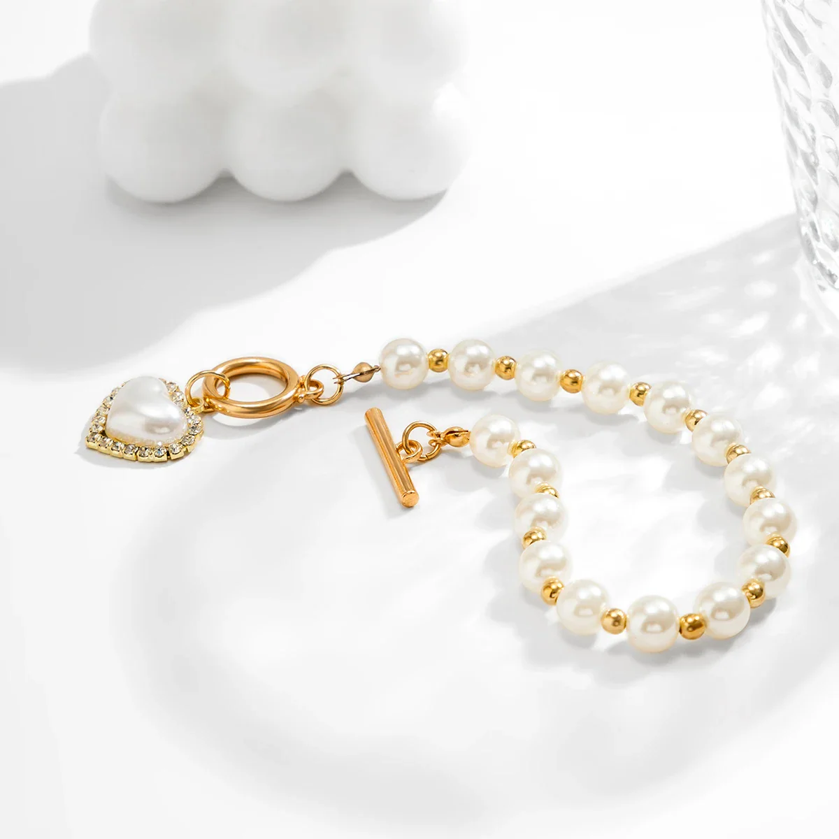 Pearl Heart Diamond Accented Bracelet - Image 5