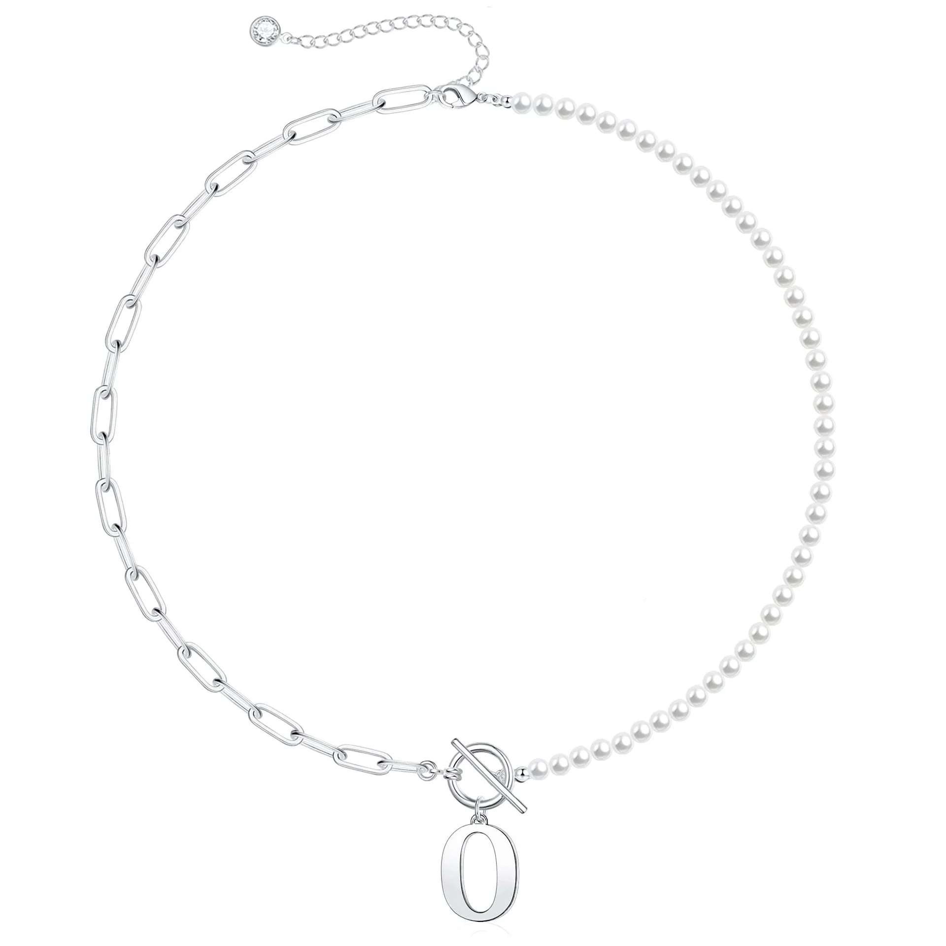 Pearl & Paperclip Chain Letter Initial Necklace - Image 45