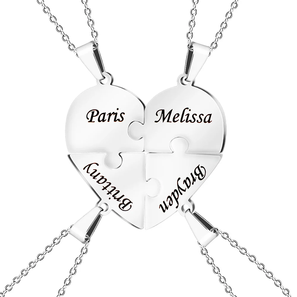 Personalized Family Heart Puzzle Necklace - Image 13
