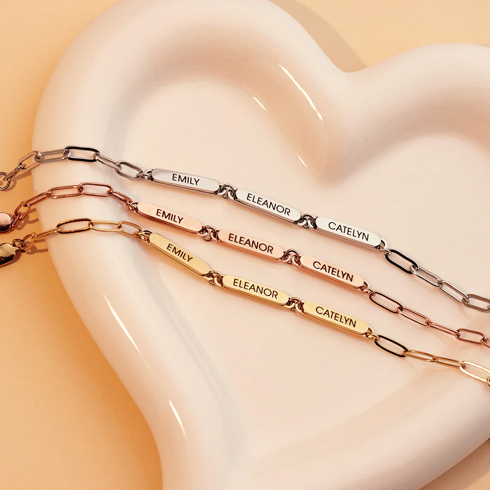 Personalized Family Names Paperclip Bracelet - Image 7