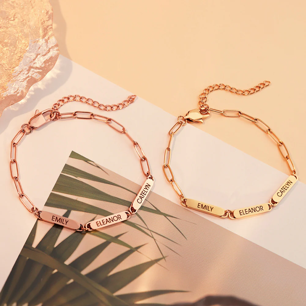 Personalized Family Names Paperclip Bracelet - Image 8