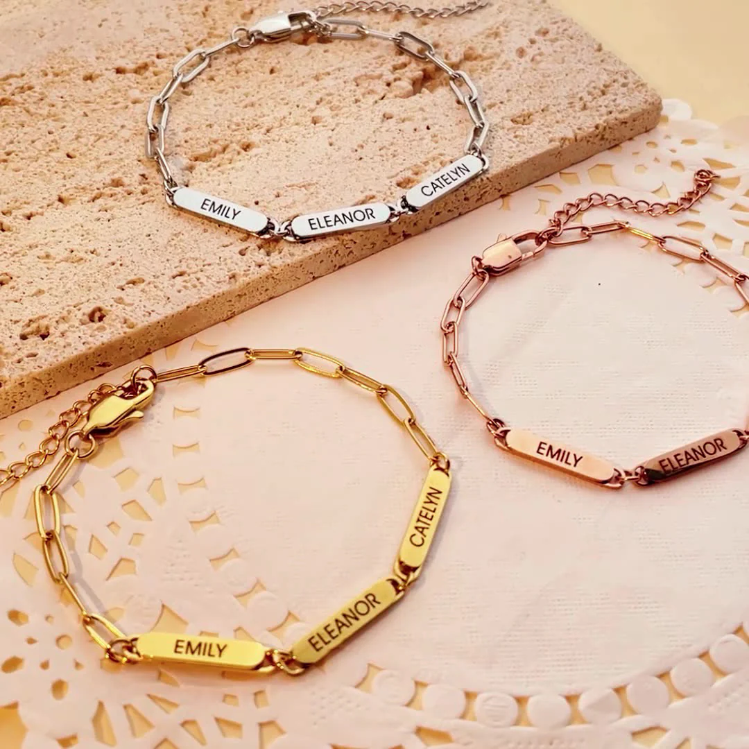 Personalized Family Names Paperclip Bracelet - Image 9