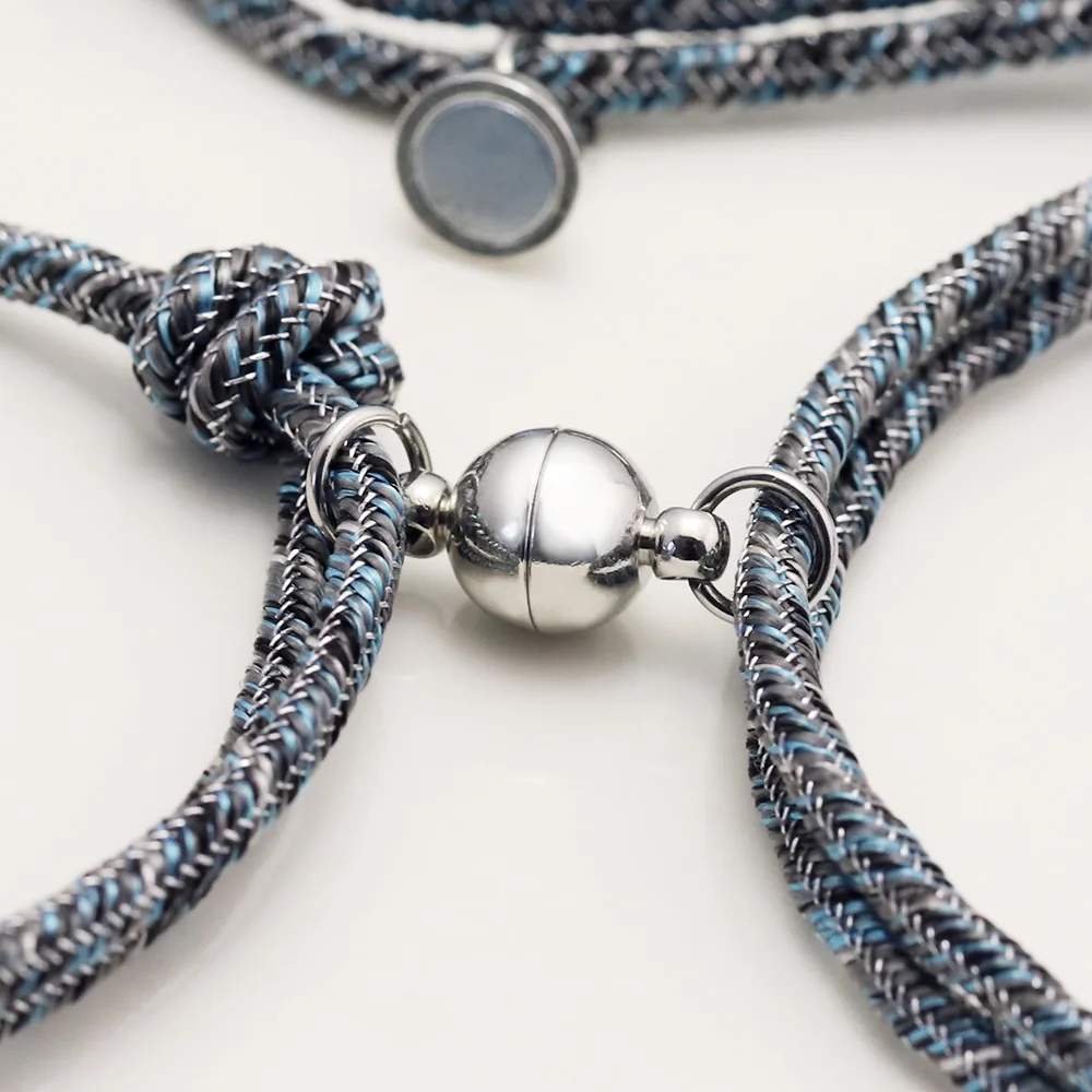 Personalized Minimal Rope Magnetic Couples Bracelet - Image 4