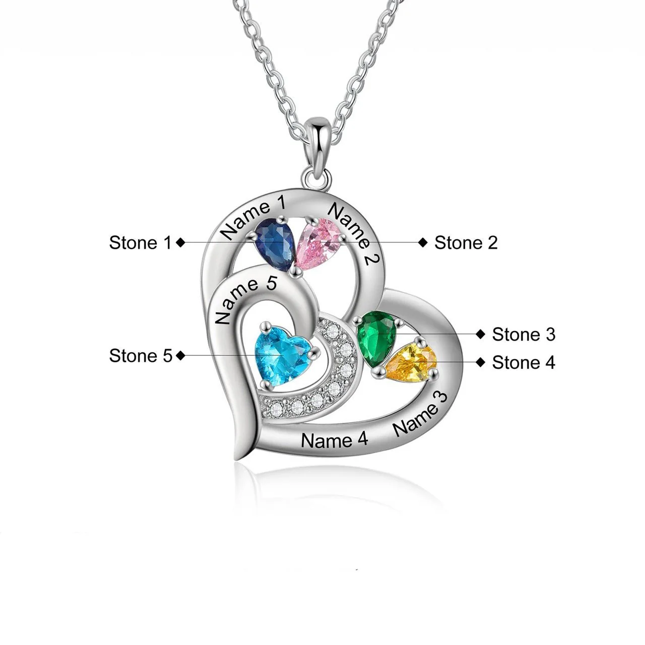 Personalized Name & Birthstone Heart Necklace - Image 11
