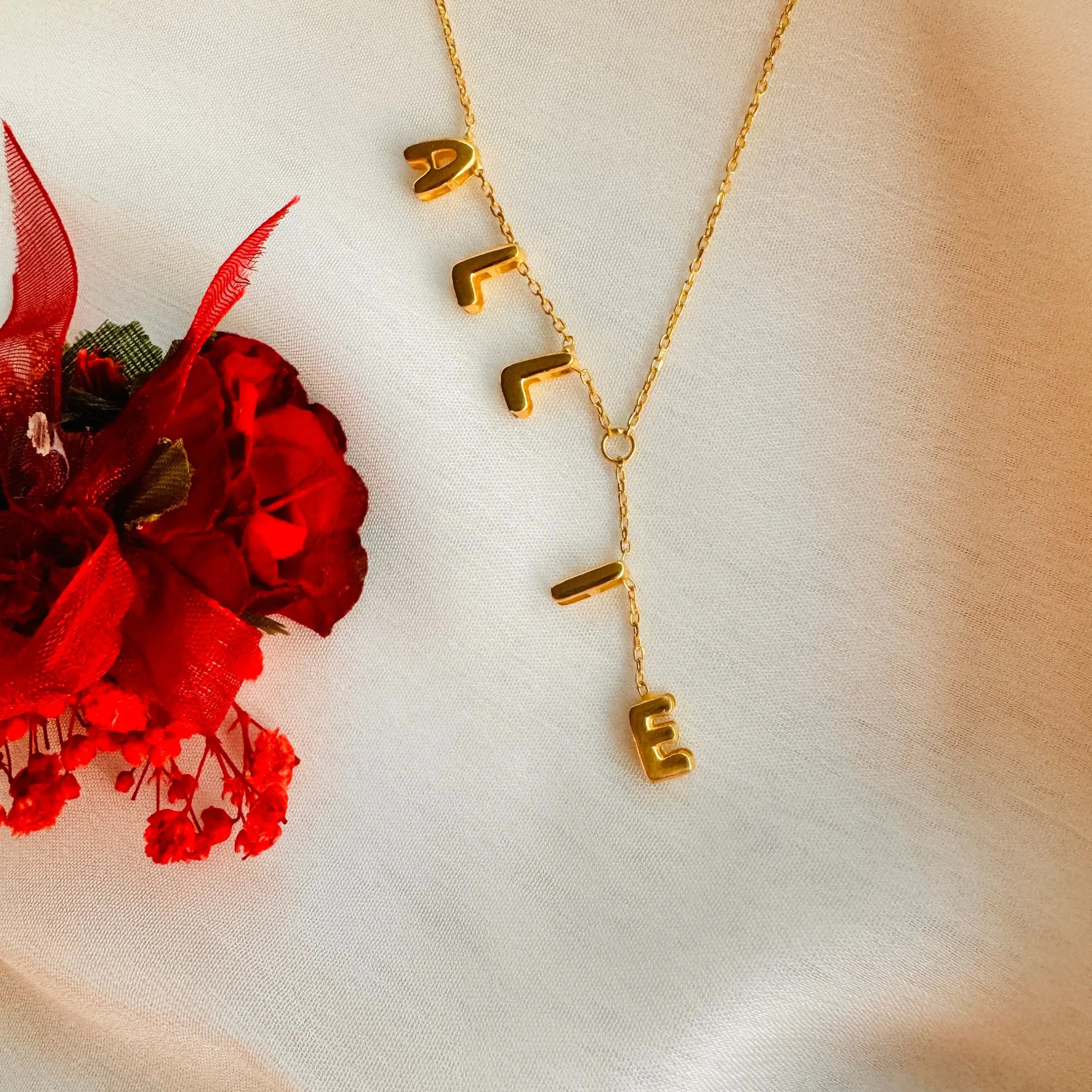 Personalized Name Bubble Lariat Necklace - Image 3