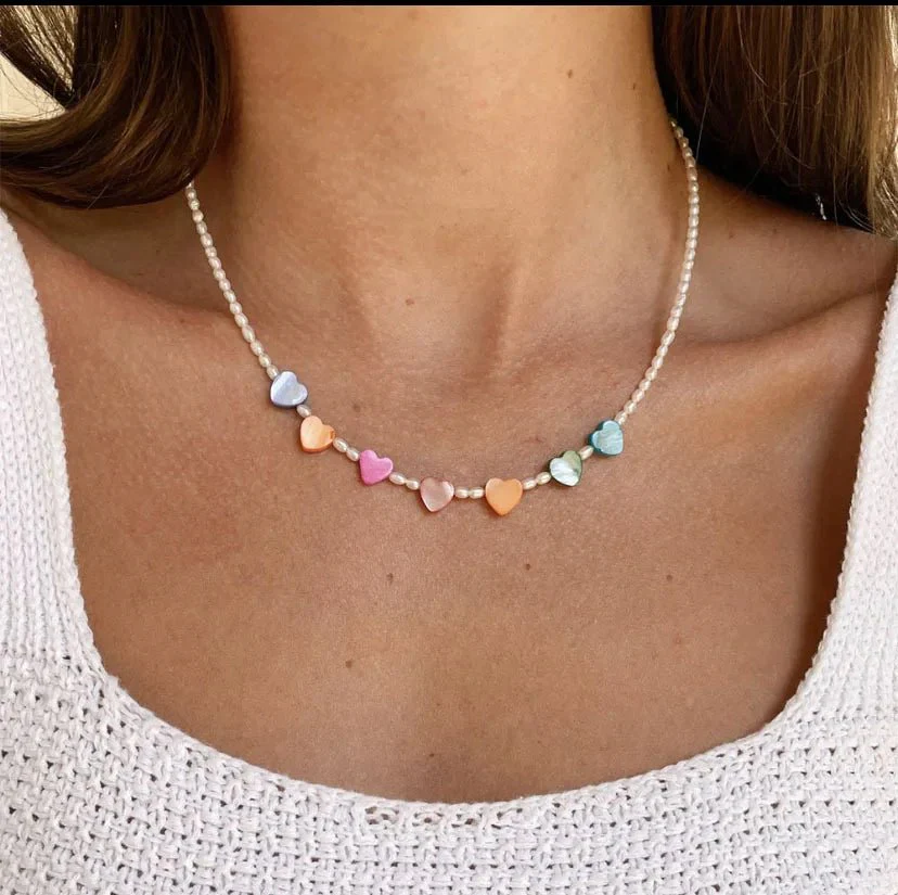 Playful Beaded Hearts Choker Necklace - Image 2