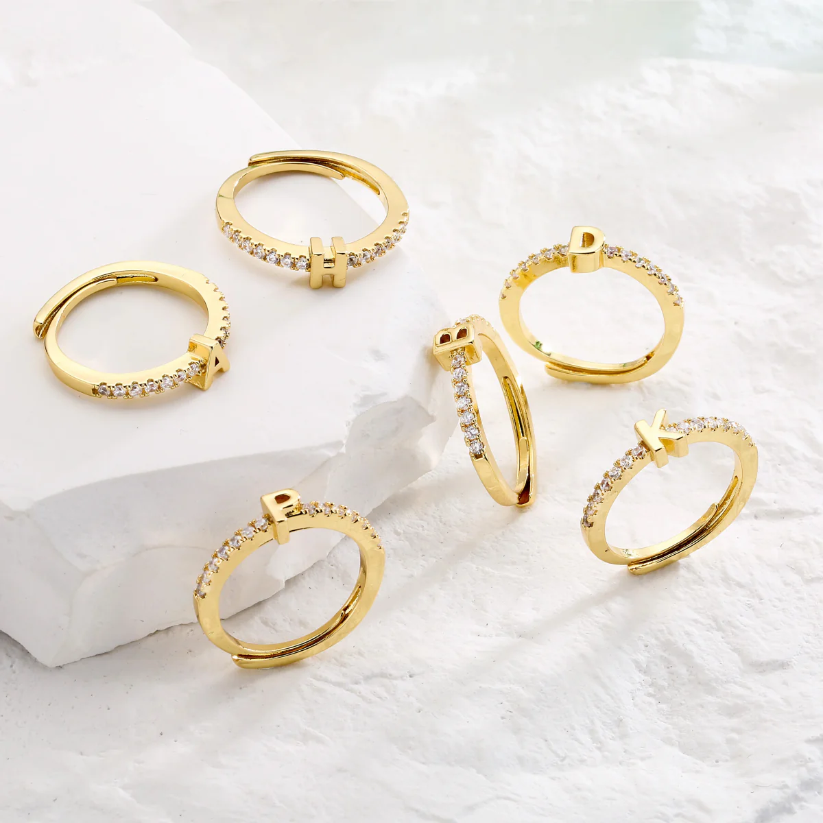 Radiant Adjustable Letter Initial Rings - Image 3