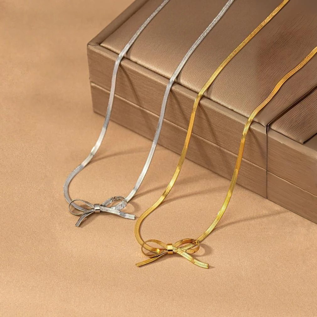 Romantic Dainty Bow Necklace - Image 6