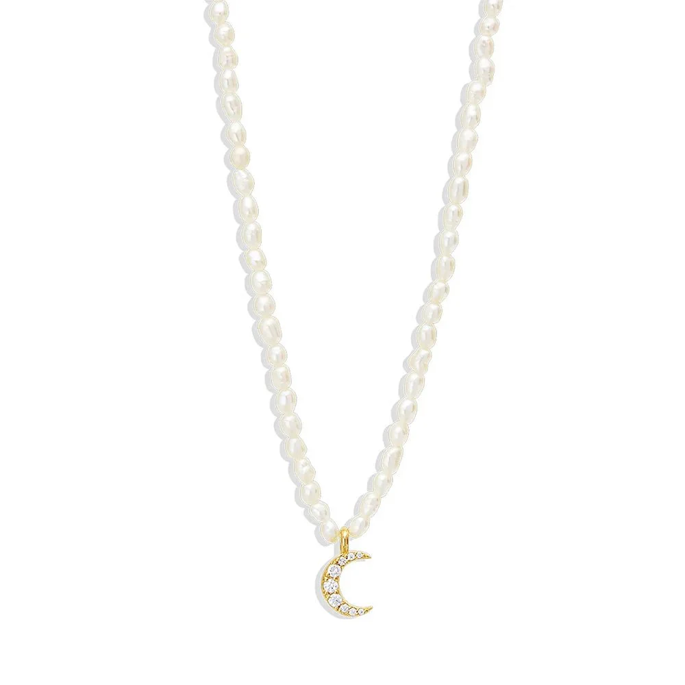 S925 Dainty Diamond Charm Pearl Necklace - Image 15