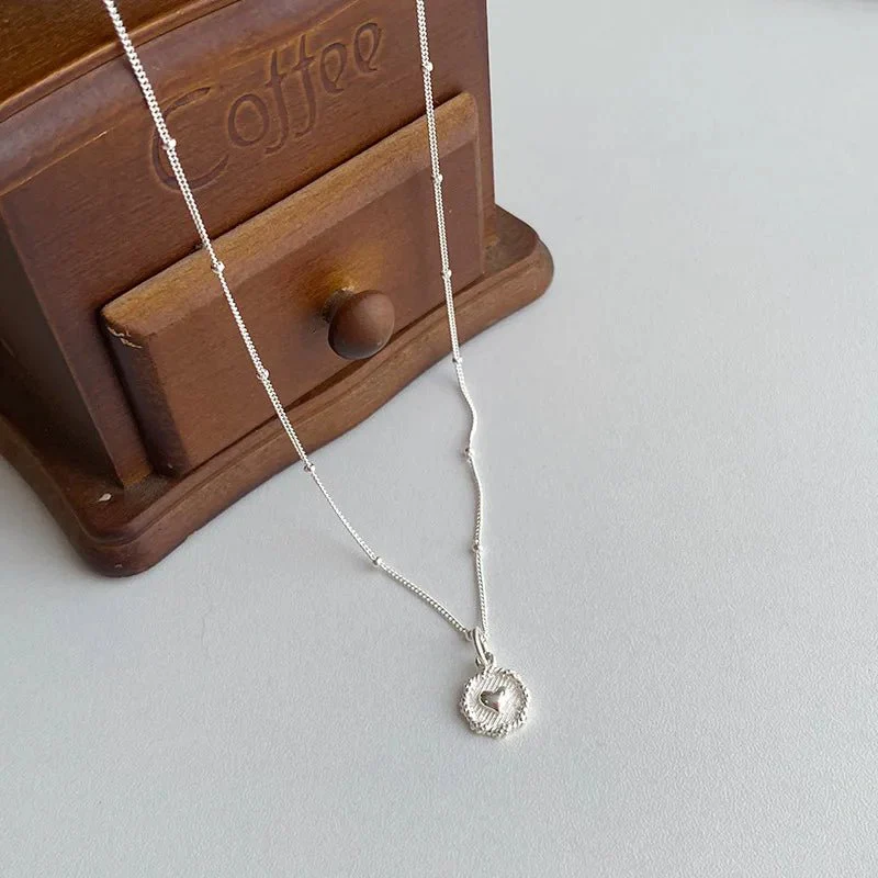 S925 Dainty Heart Coin Satellite Necklace - Image 3