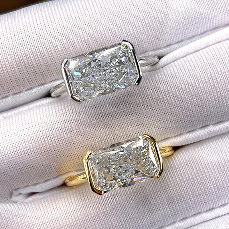 S925 East-West Emerald Cut Ring - Image 4