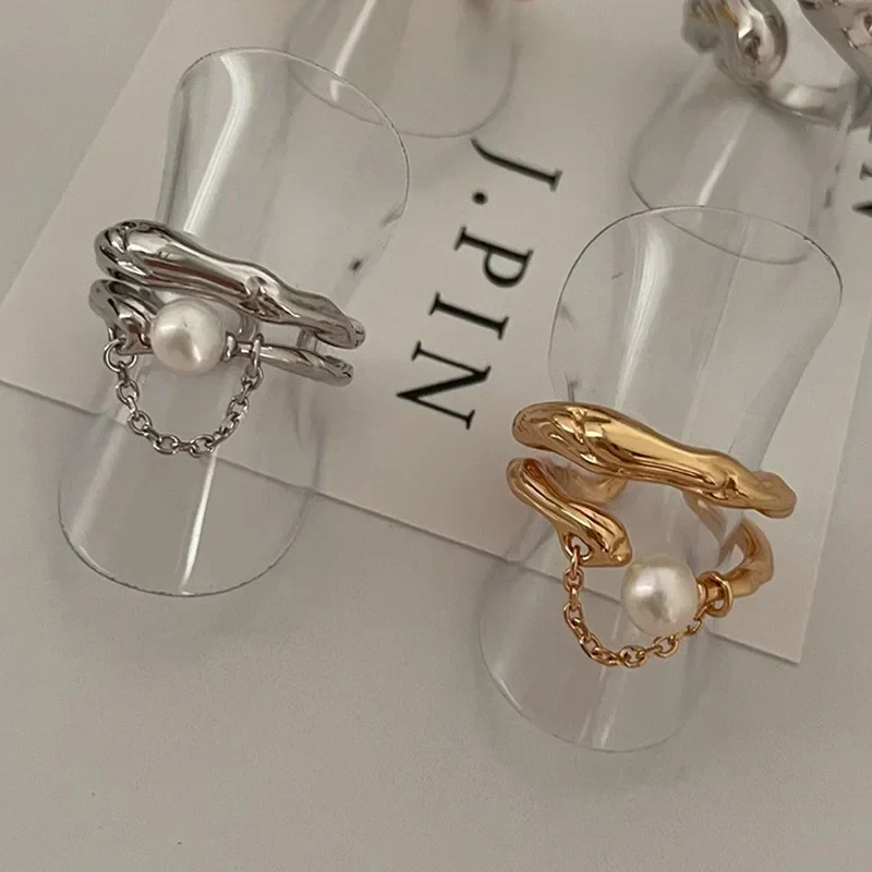 S925 Layered Antique Inspired Pearl Ring - Image 2
