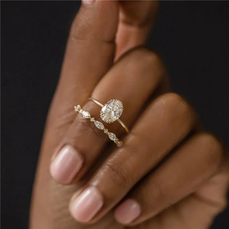 S925 Thin Dainty Oval Diamond Ring - Image 3