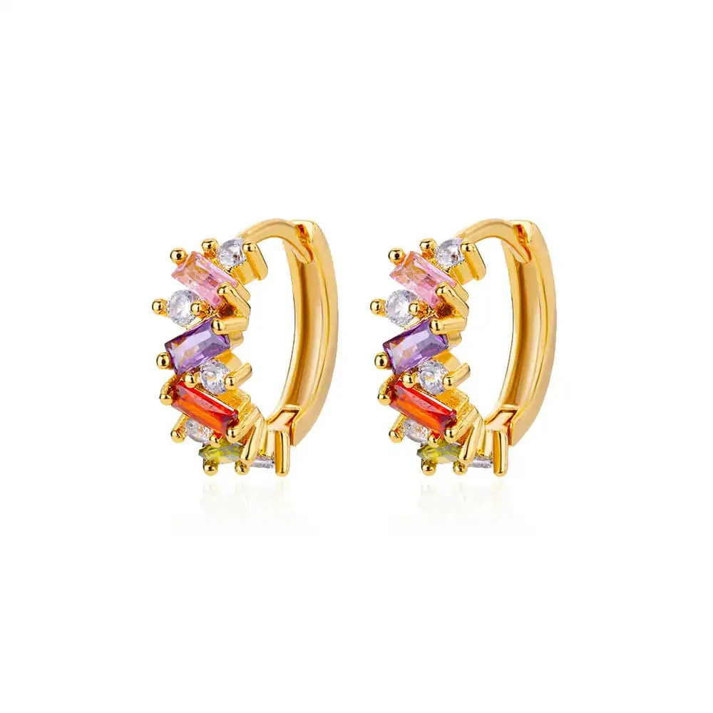Scattered Diamonds Hoop Earrings - Image 7