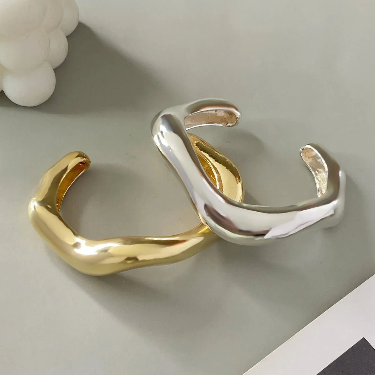 Statement Chunky Wave Bracelets - Image 6