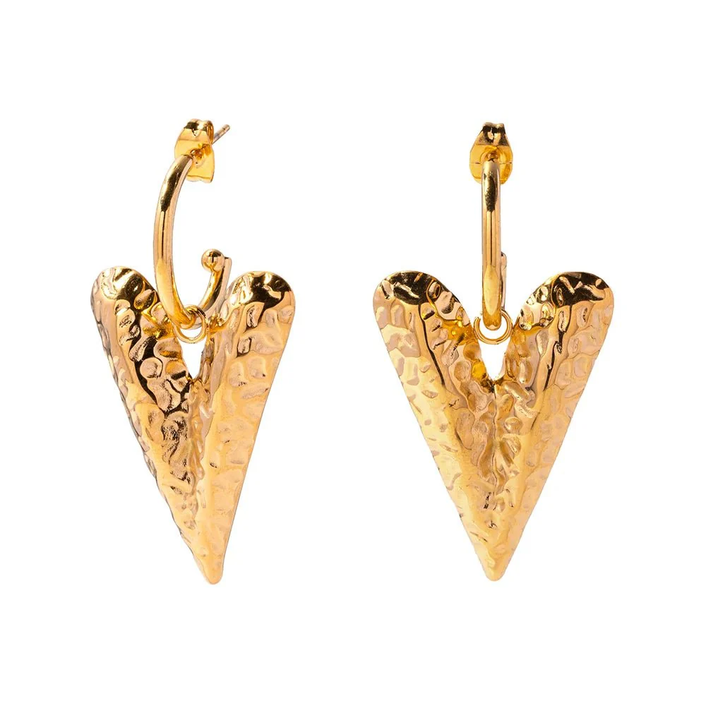 Textured Heart Huggie Earrings - Image 6