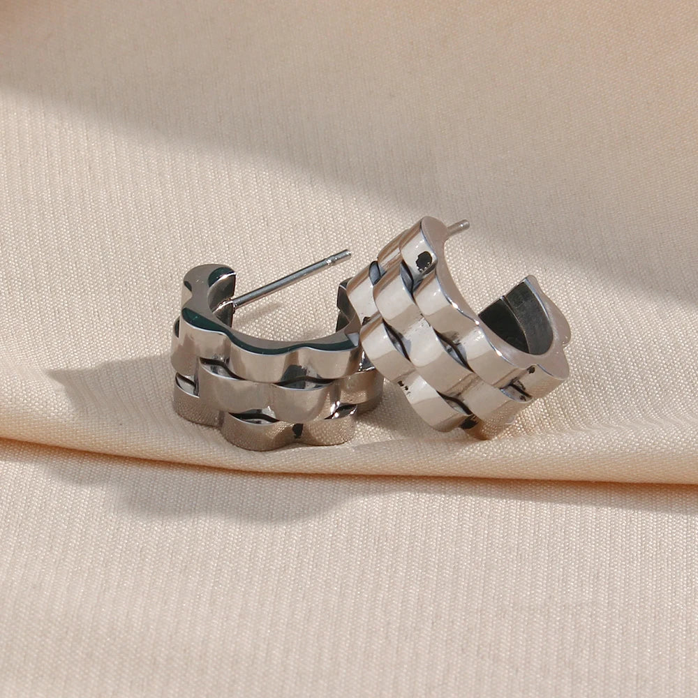 Textured Watch Hoop Earrings - Image 9