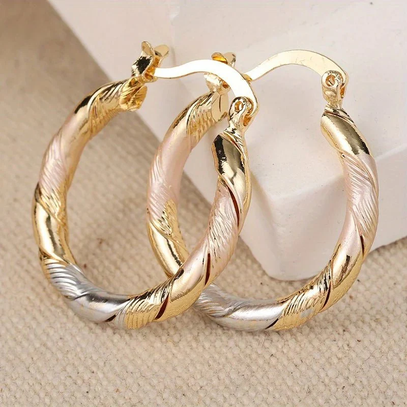 Triple Contrast Wrap Hoop Earrings - Image 2