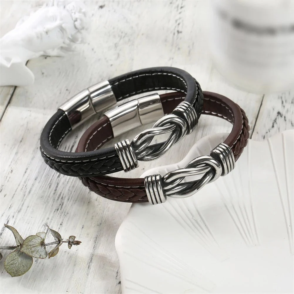 Unisex Eternal Love Knot Leather Bracelet - Image 5
