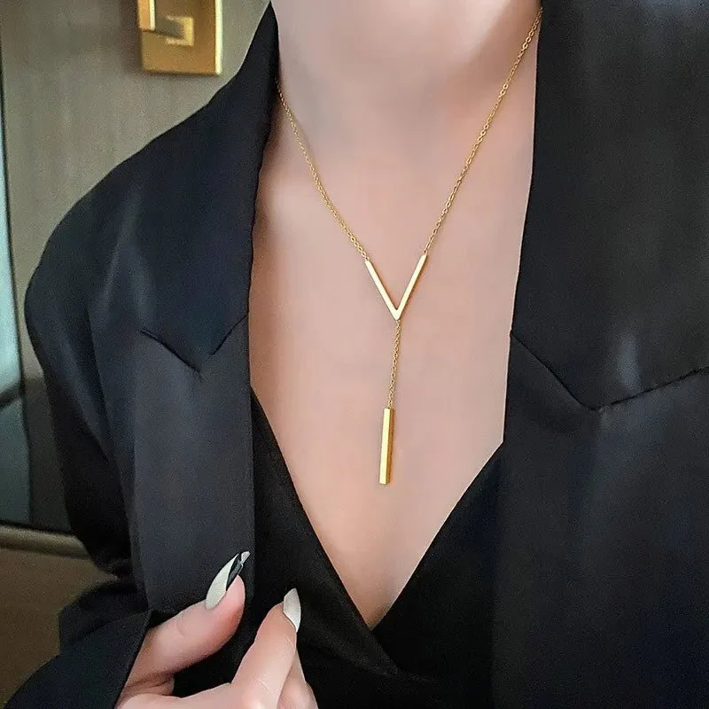 V Drop Lariat Necklace - Image 6