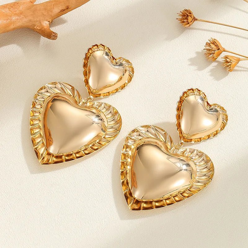 Vintage Inspired Classy Double Heart Earrings - Image 5