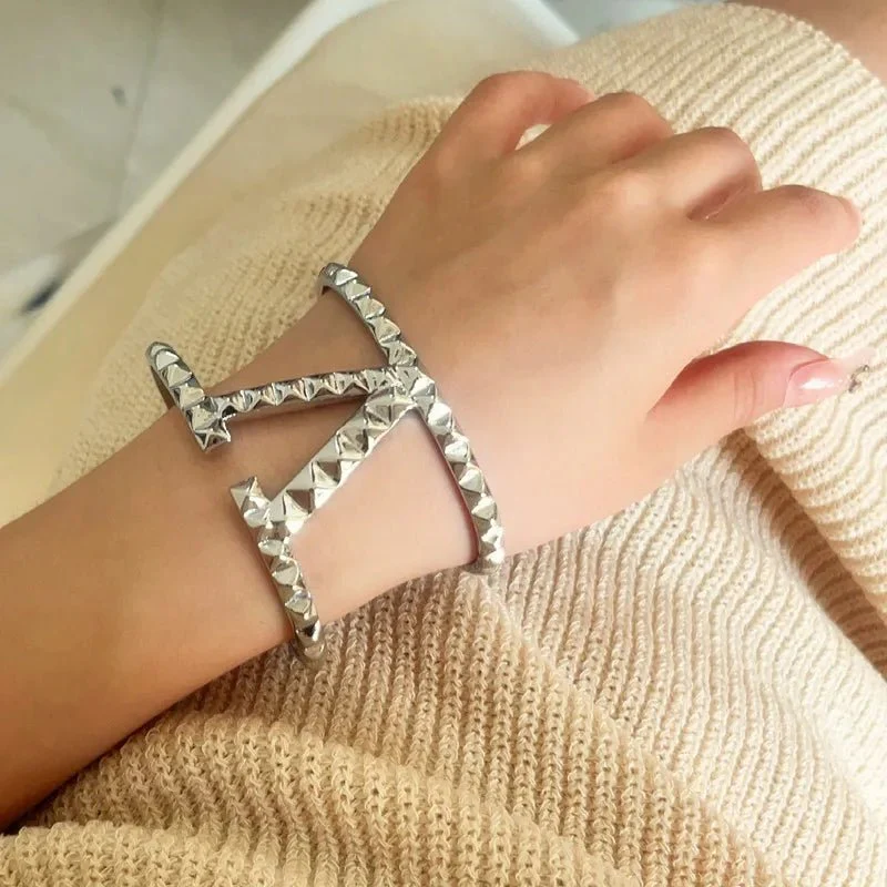 Wide Statement "V" Cuff Bracelet - Image 4